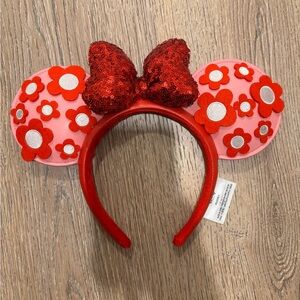 Red and Pink Floral Sequin Bow Headband